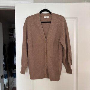 Aritzia Tan Ribbed Cardigan Sweater